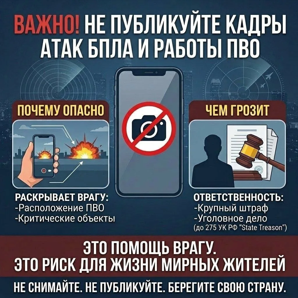 ❗️❗️❗️❗️ Не публикуйте фото и видео атак БПЛА!

Запрещено публиковать любые фото и видео атак беспил