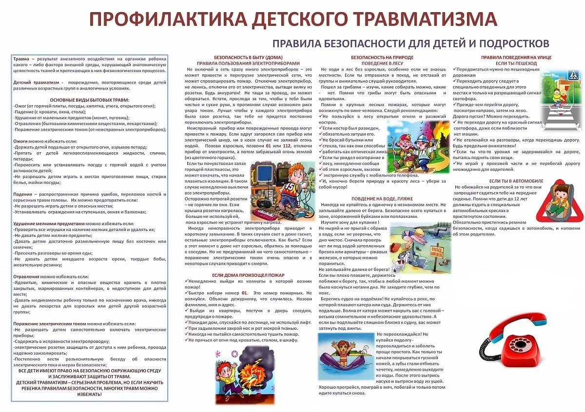Памятка по профилактике детского травматизма
Детский травматизм — одна из самых серьезных угроз здор