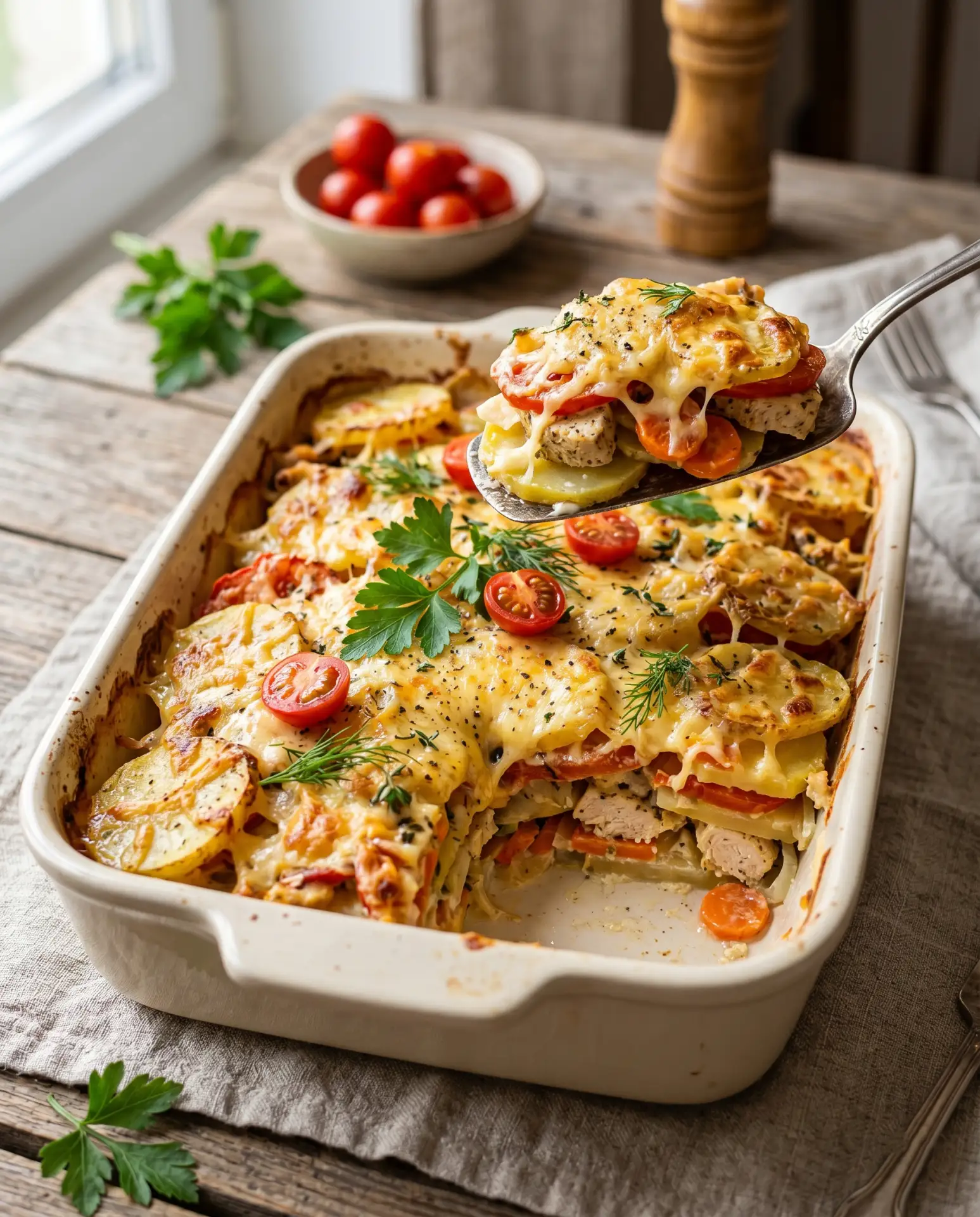 🥔 Картофельная запеканка с куриной грудкой 🍗