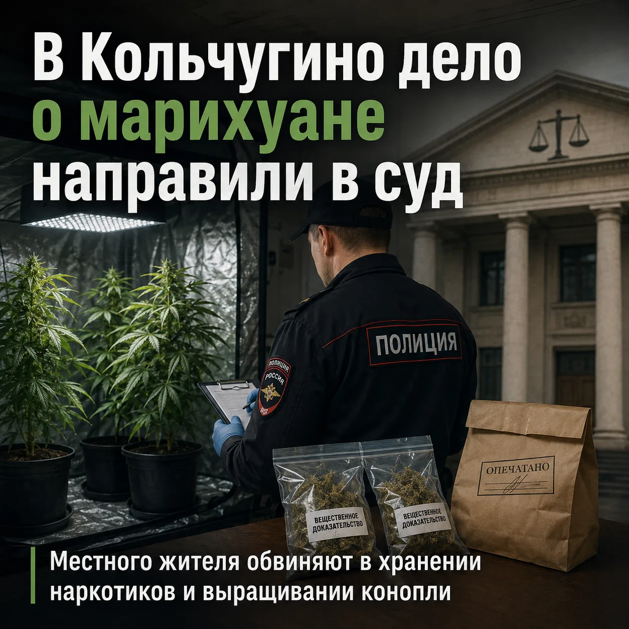 🚔 Жителя Кольчугино будут судить за выращивание конопли и хранение марихуаны