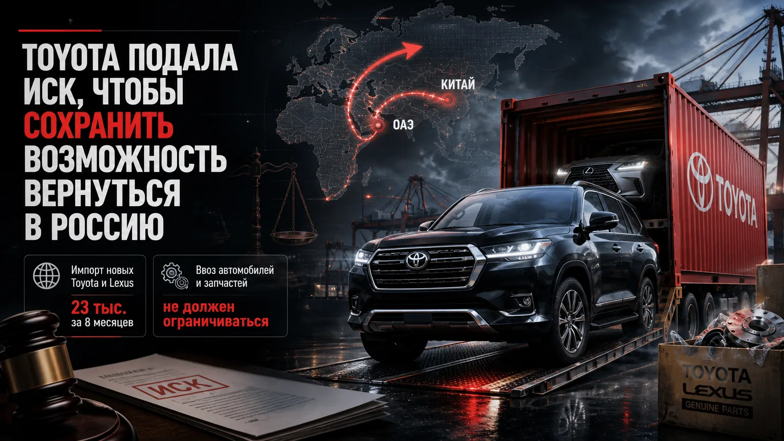 🚗 Toyota подала иск, чтобы сохранить возможность вернуться в Россию