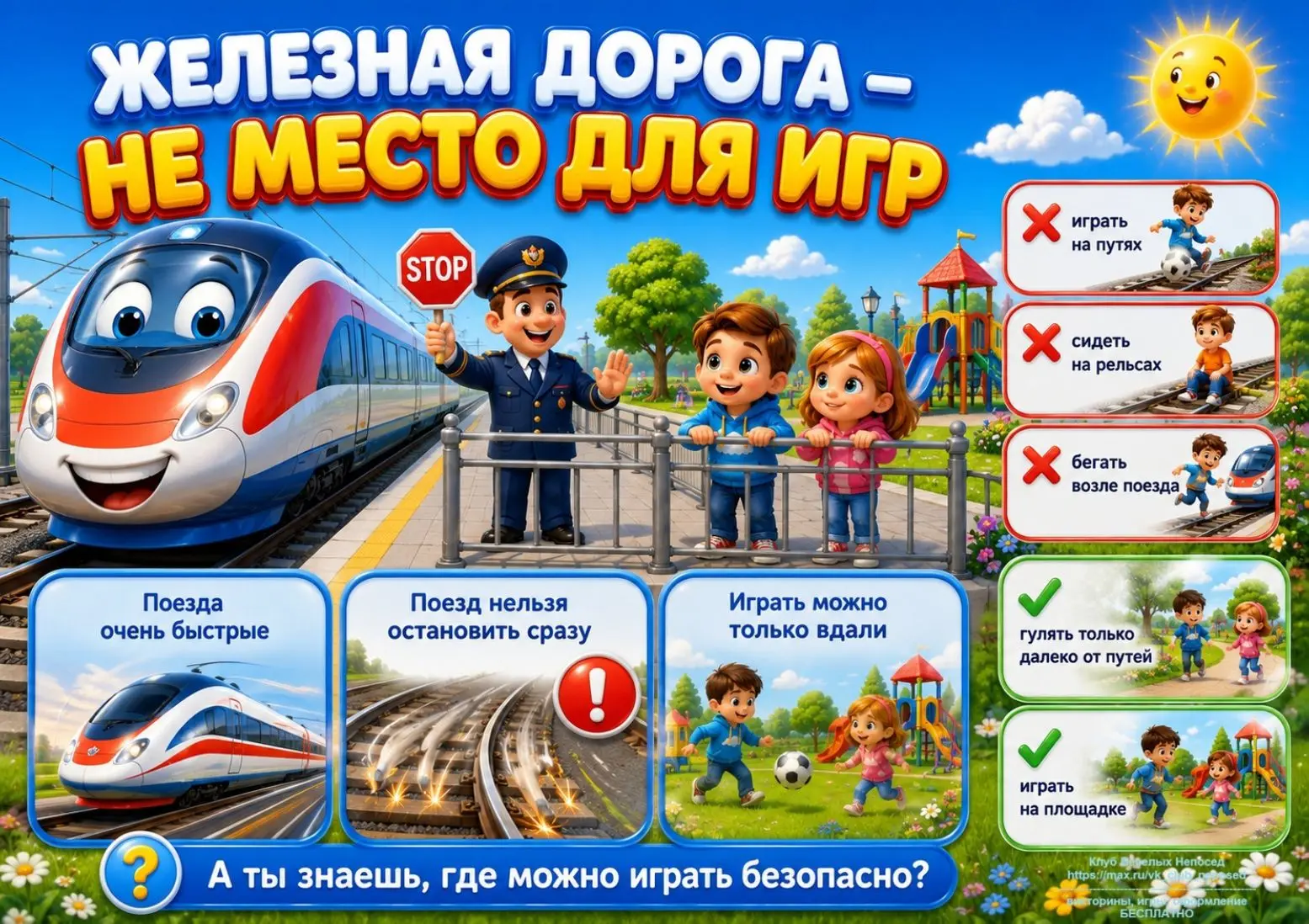 Уважаемые родители! Важно помнить и соблюдать самые простые правила поведения на железной дороге! Же