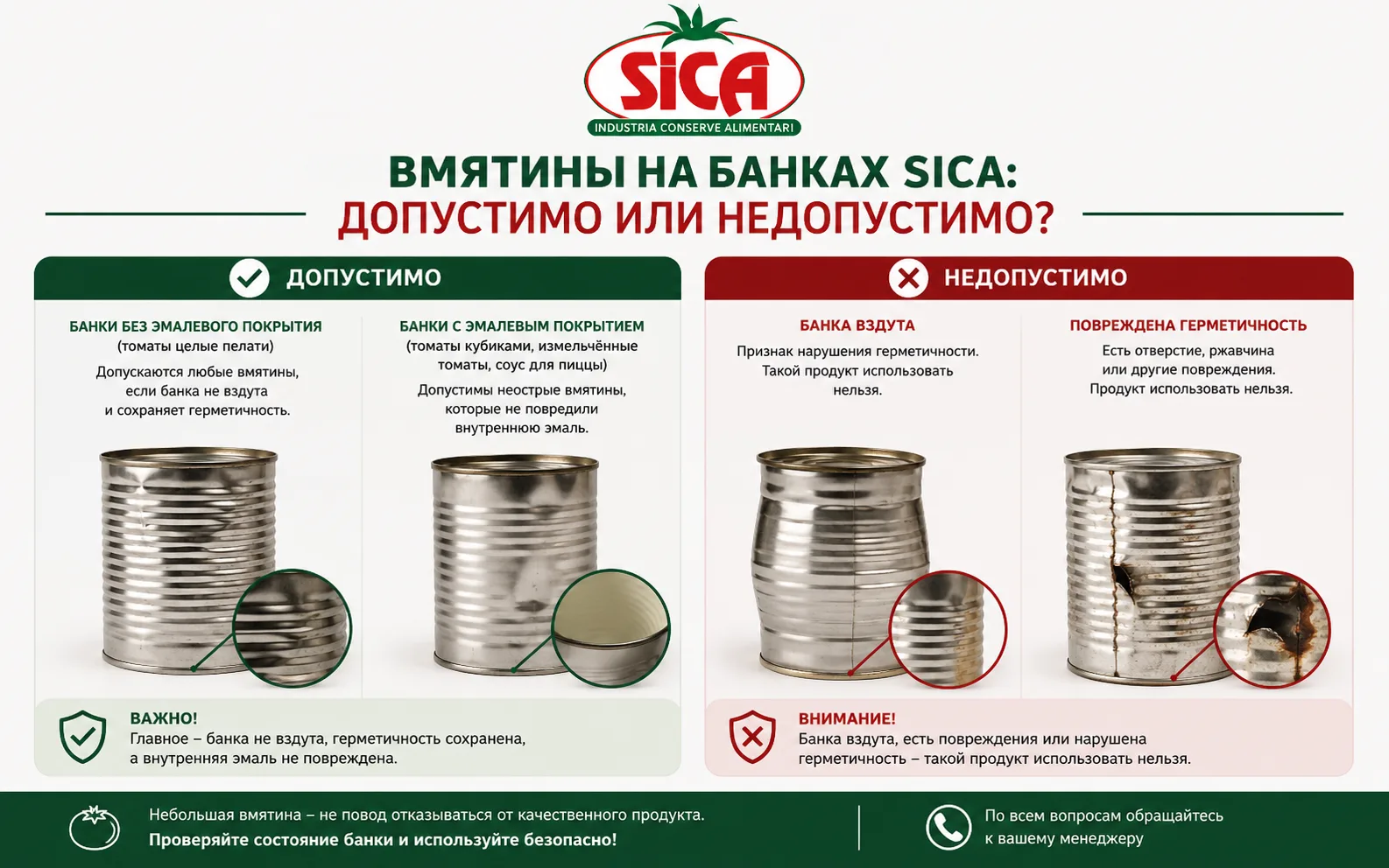 🍅 Вмятины на банках SICA: можно ли использовать такой товар?