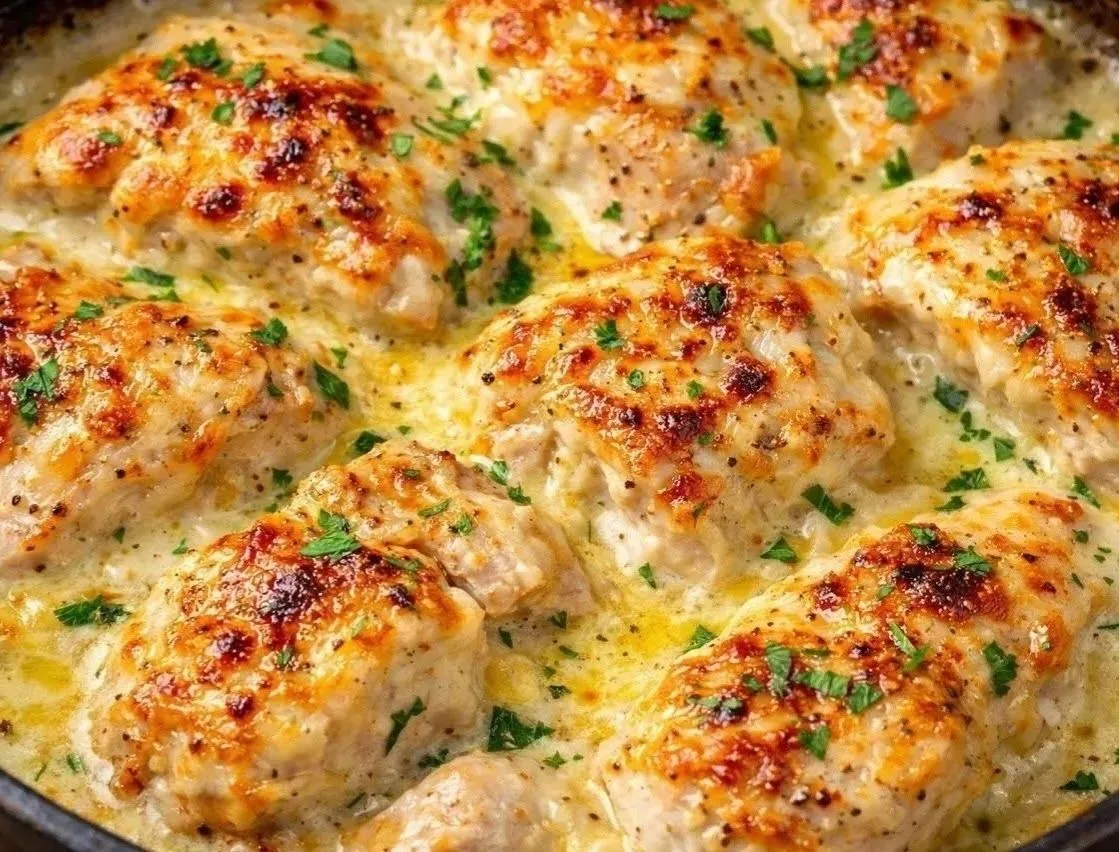 Куриное филе в сливочно-чесночном соусе под сырной корочкой Для этого нам понадобится: куриное филе 
