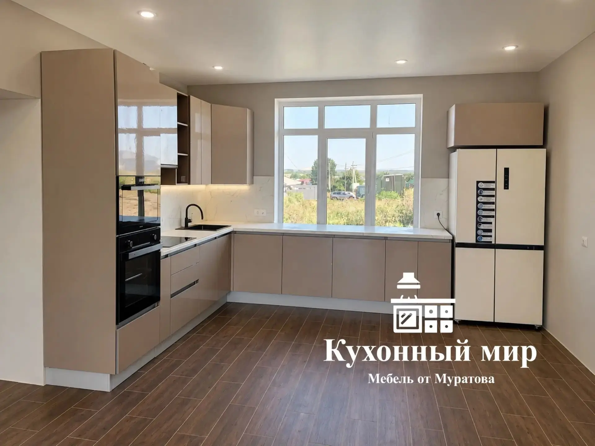 💫Современный угловой кухонный гарнитур в светлых бежевых тонах от компании «Кухонный м...