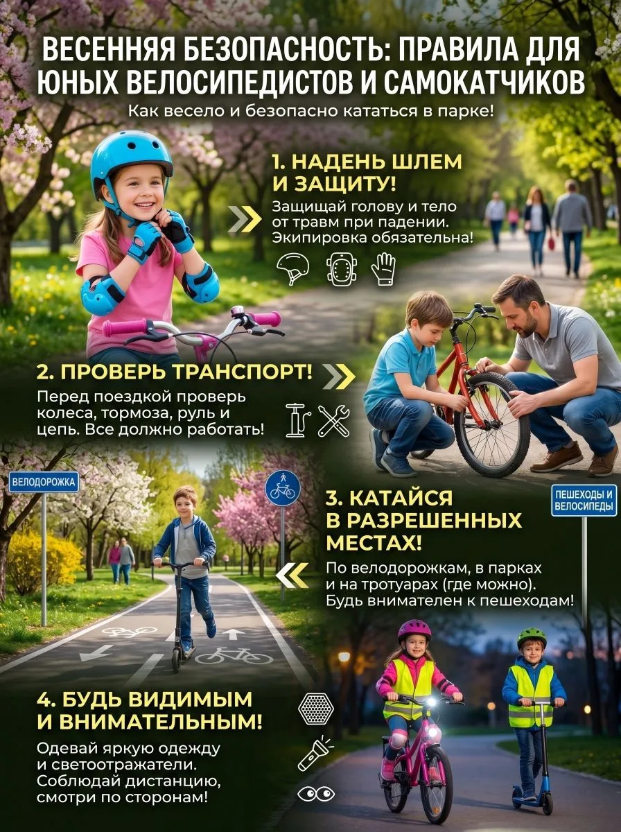 ☀️ Велосипед и самокат: как кататься безопасно? 🛴🚲
