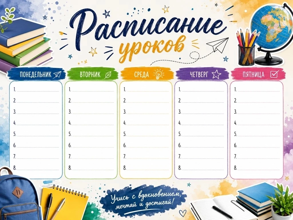 ✅ Наводим порядок в учёбе — скачивайте шаблоны расписания