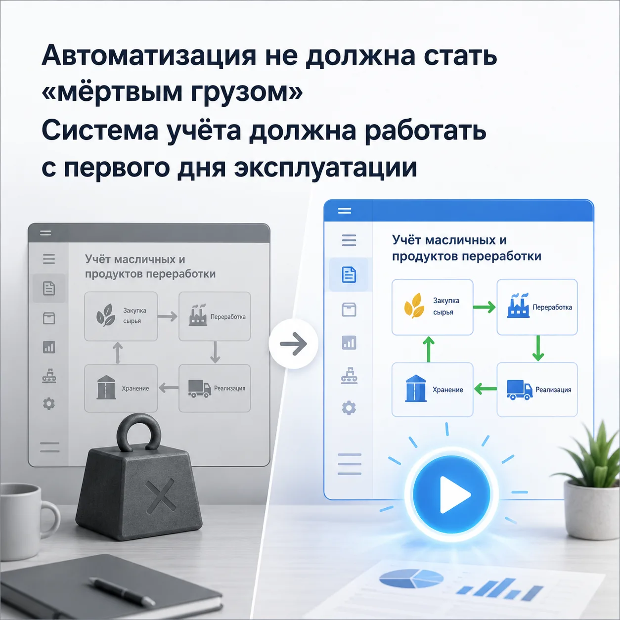 Как запустить учет маслосемян и продукции переработки