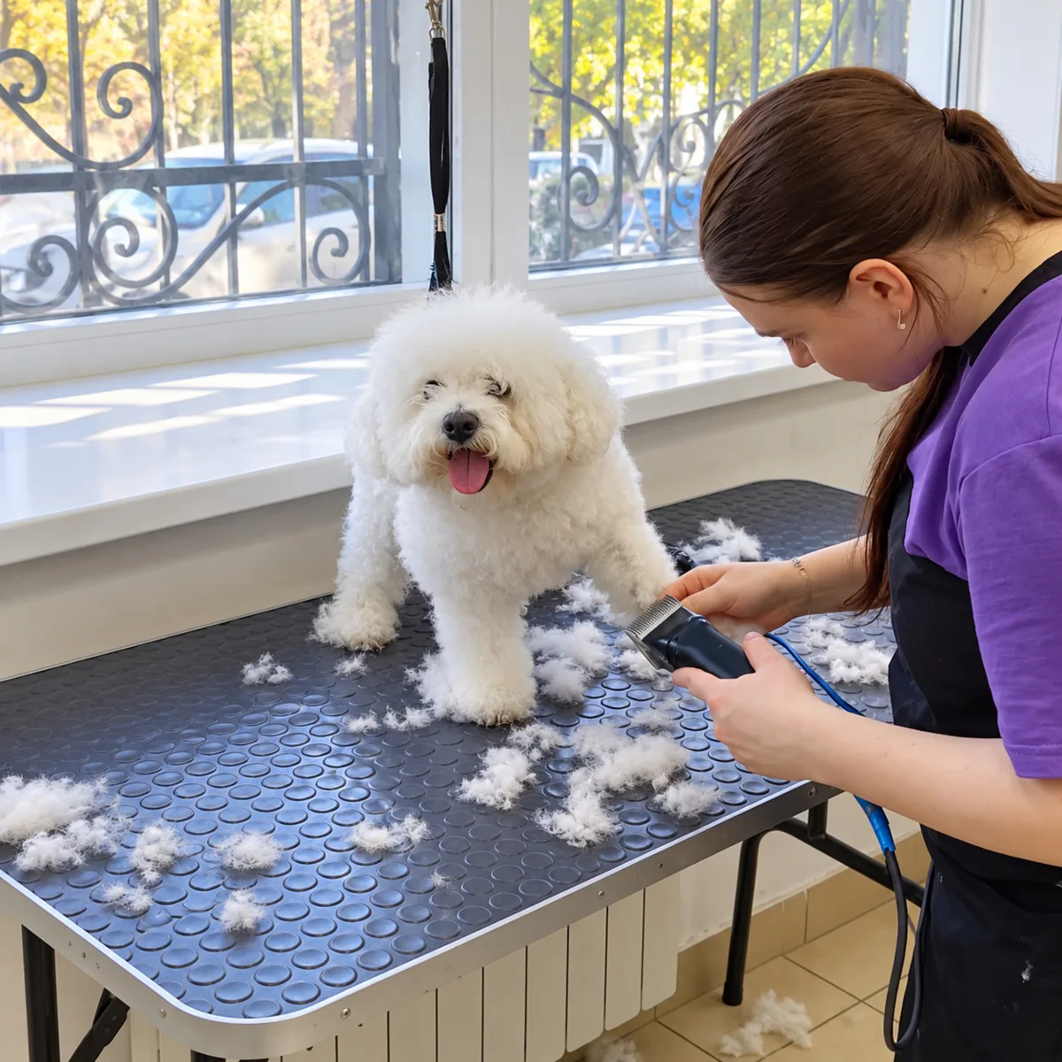 Сегодня наша ученица Синди осваивает стрижку бишона! ✂️🐩