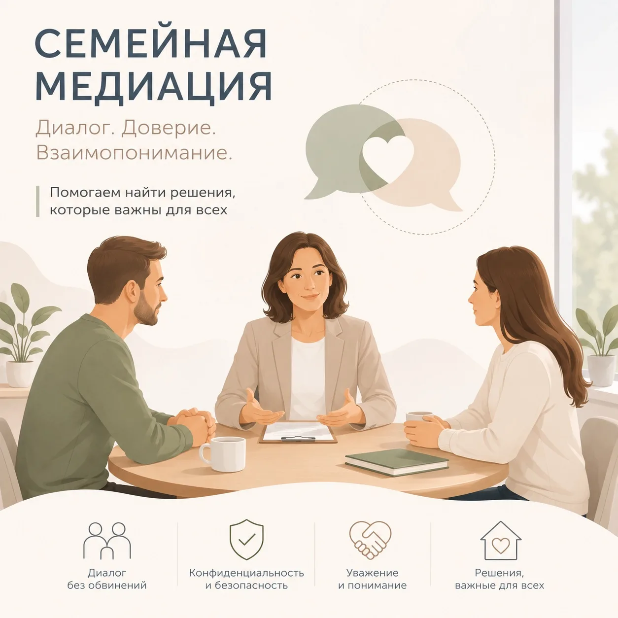 Семейная медиация — это бережный и конструктивный способ решить спорные вопросы в семье без лишнего 