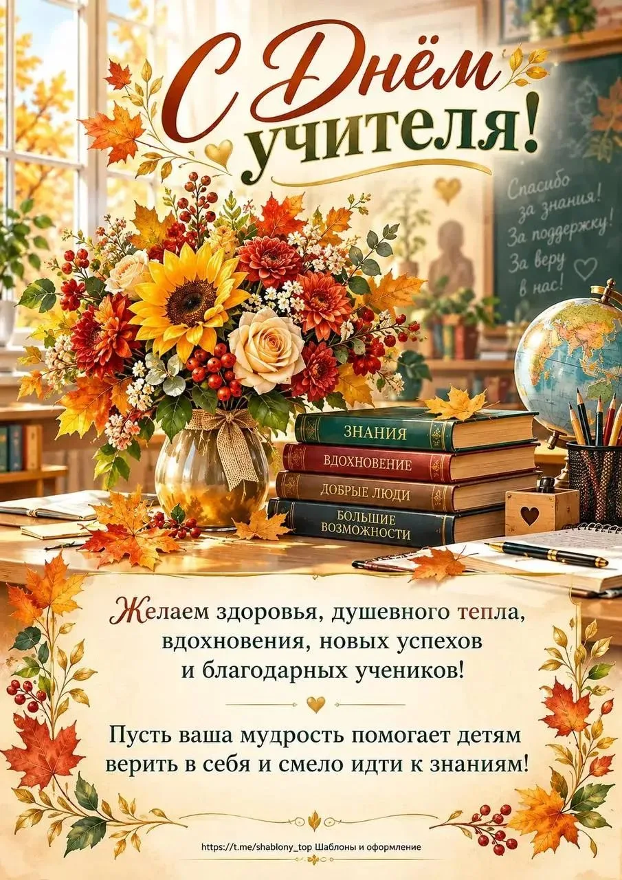 С Днем учителя! Пусть в Вашей жизни будет много учеников, которые однажды вспомнят имен...