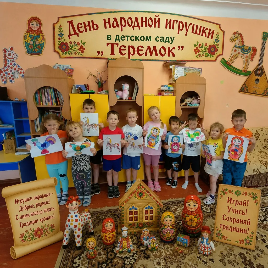 🎨 Рисование народной игрушки в детском саду.