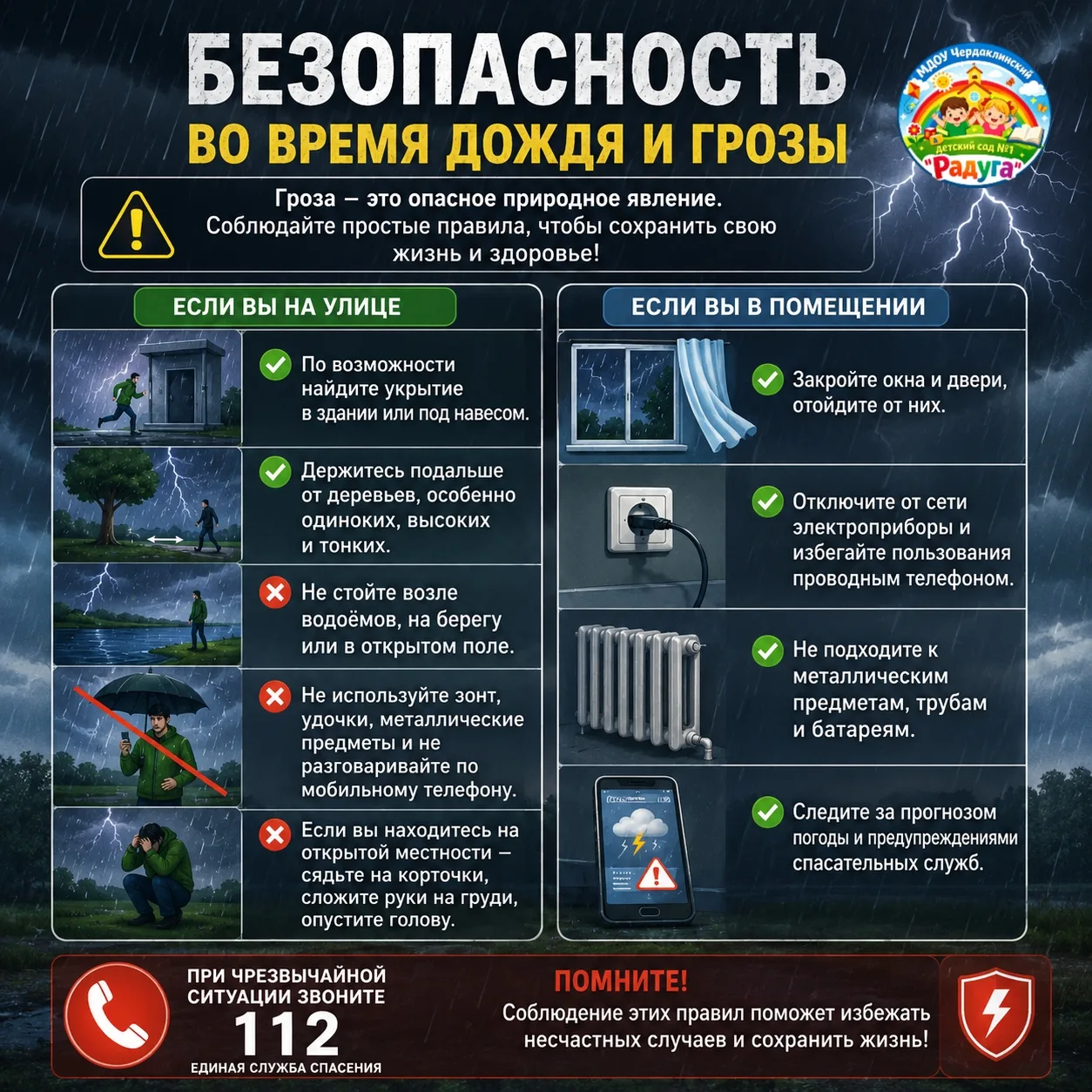 🌈Лето часто приносит с собой грозы. Чтобы стихия не застала врасплох, держите под рукой эти простые