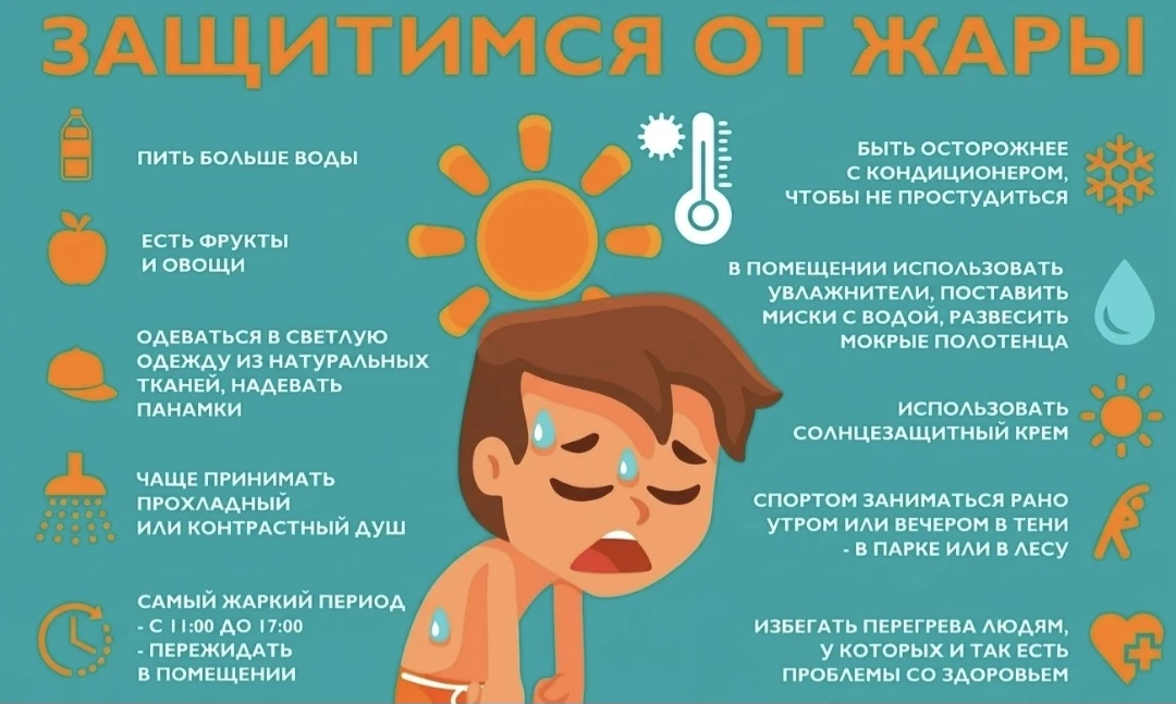 ☀️ Как спастись от жары: простые советы для школьников☀️

Лето радует солнцем, но сильная жара может