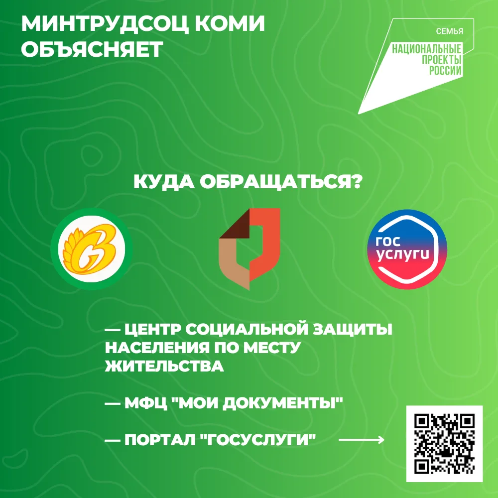 Национальный проект «Семья»: в Коми при рождении или усыновлении третьего или последующего ребенка с