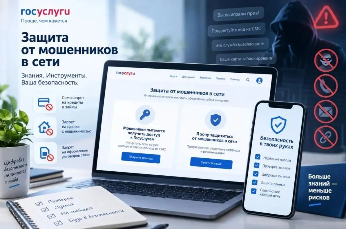 На Госуслугах появился сервис «Защита от мошенников в сети»