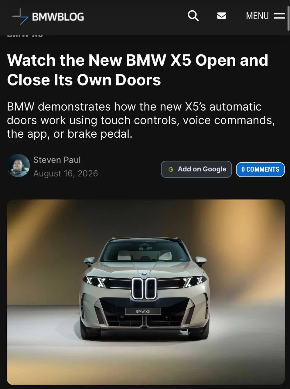 BMW научила новый X5 открывать двери по ПРИКАЗУ водителя — вместо обычных ручек установ...