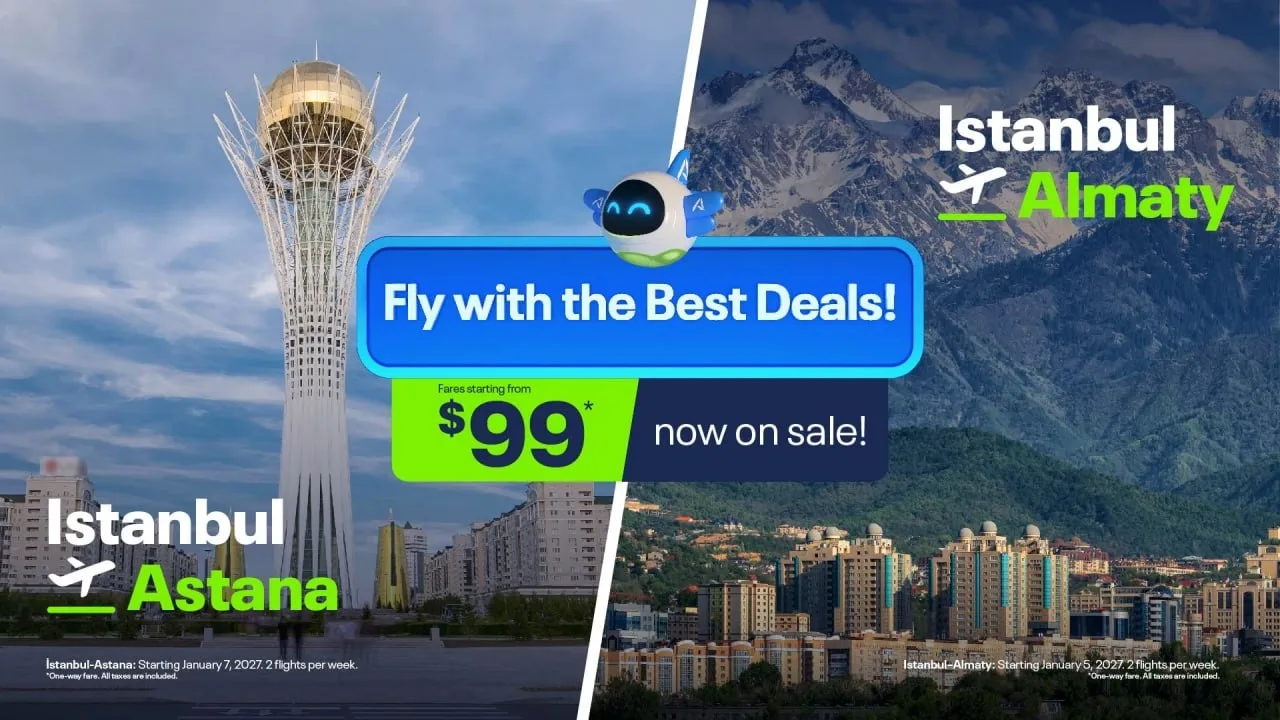 🇹🇷 🇹🇷🇰🇿 Ajet начнёт летать в Казахстан из Стамбула: