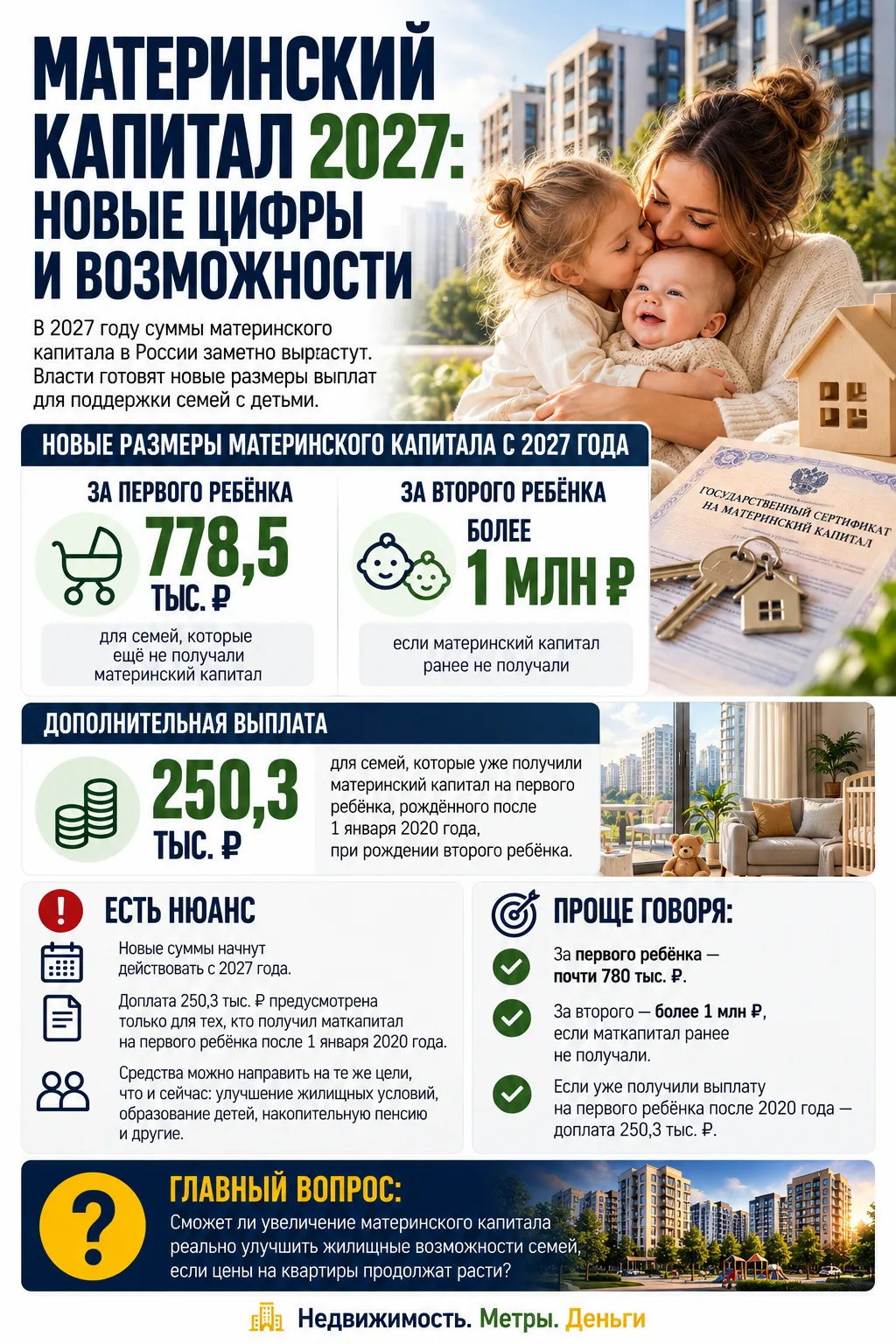 МАТКАПИТАЛ В 2027 ГОДУ: СУММЫ ВЫРАСТУТ
