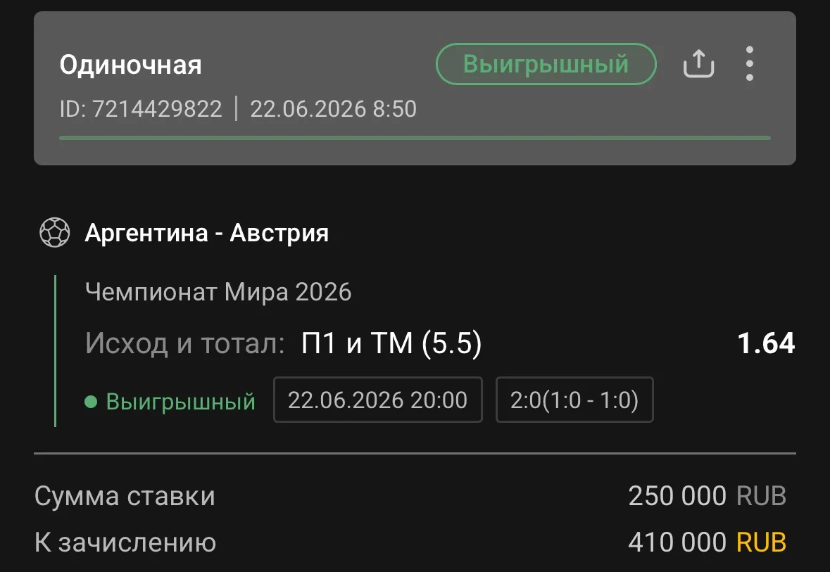 И по ставке дня победа 👍