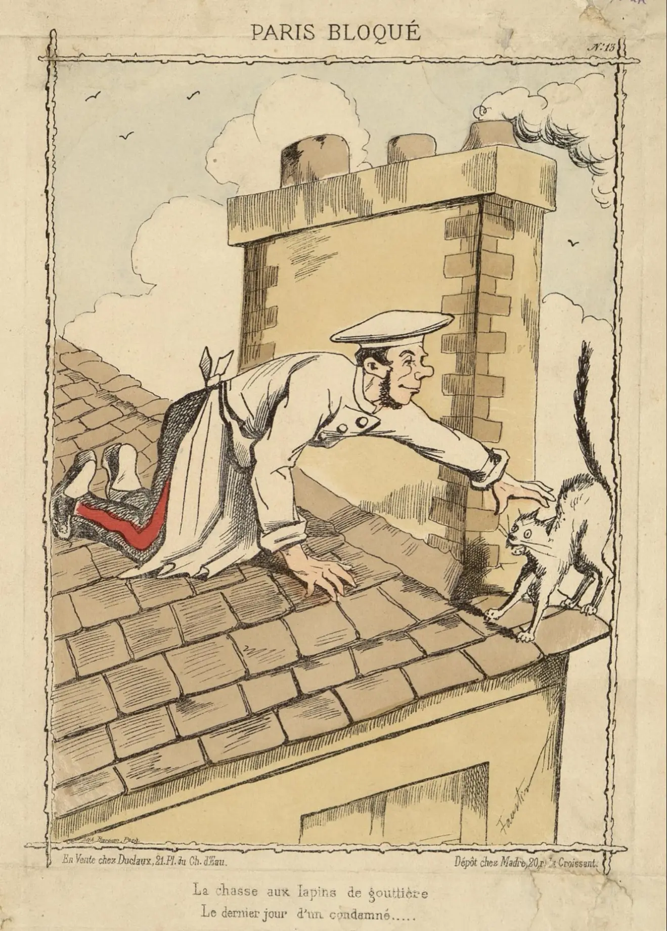 #Коты
📸 Бетбедер, Фостэн (прозванный Фостэн) (1847-после 1872). Карикатура: Повар, стоя на коленях 