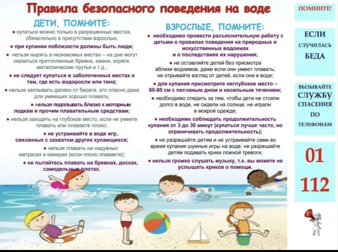 Лето — время отдыха у воды! ☀️🌊 Помните о безопасности!