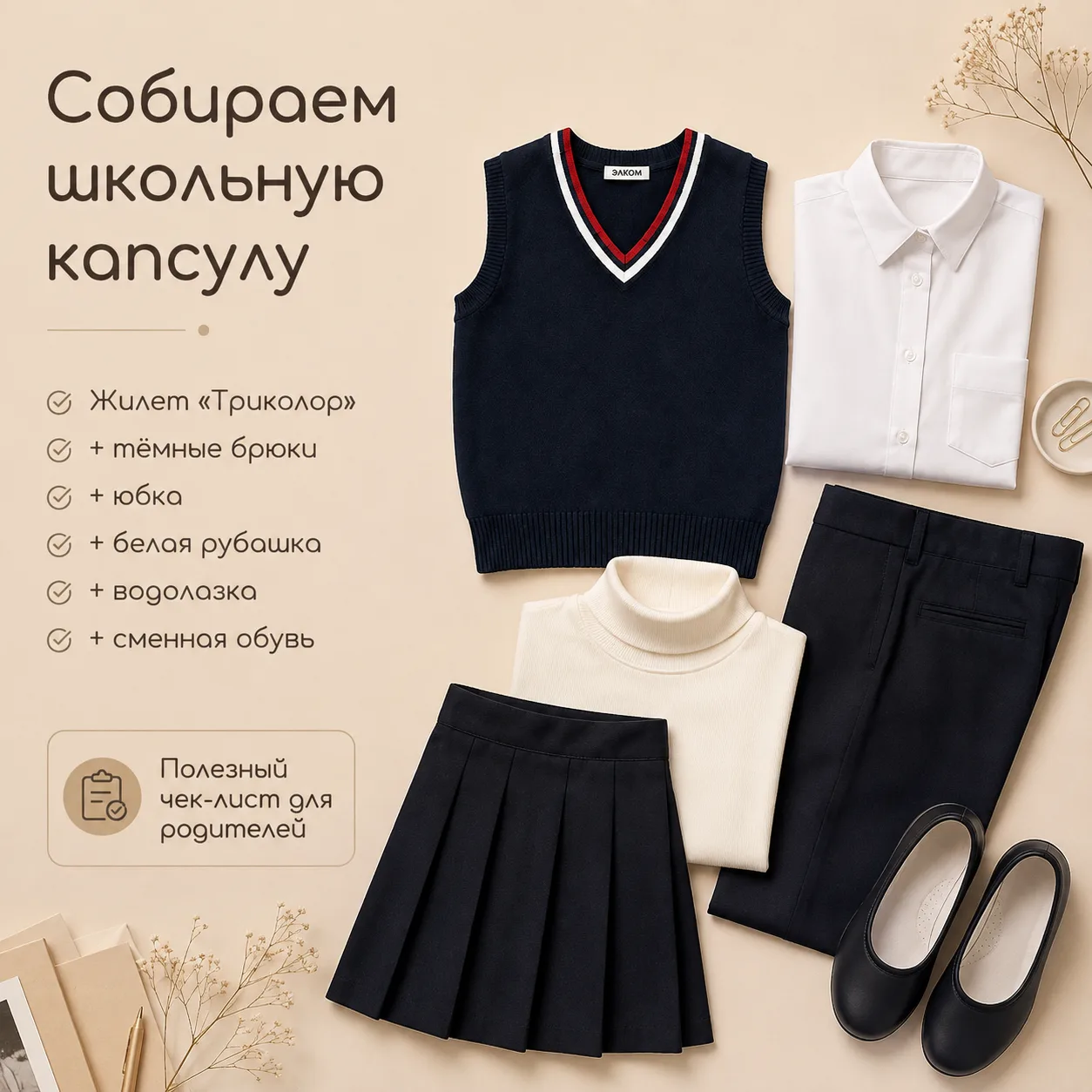 Идеальный элемент на каждый день - это жилет из дышащего хлопка! А заказать школьную фо...