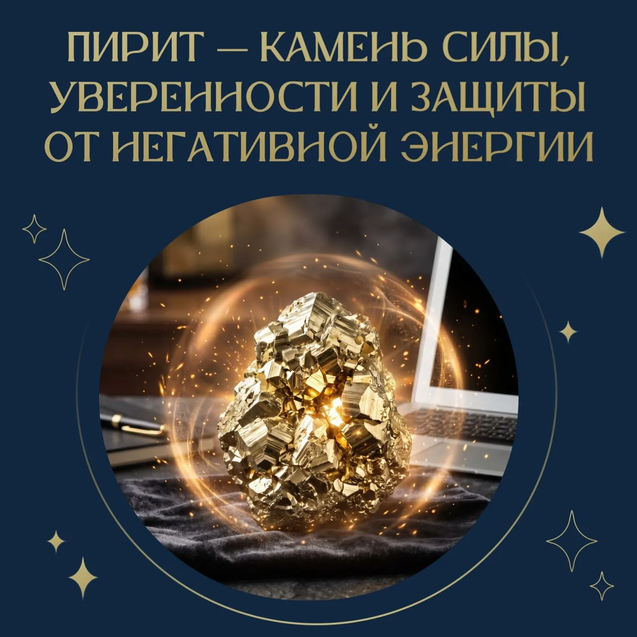 🖤 Пирит — камень силы, уверенности и защиты от негативной энергии