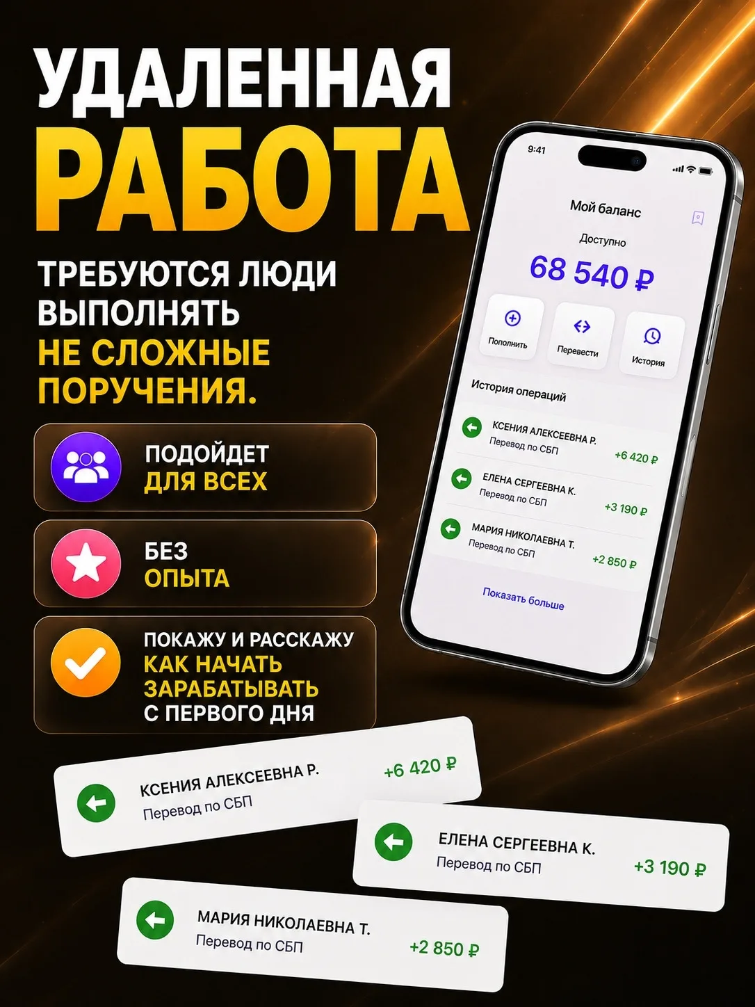 Требуются люди для выполнения несложных поручений удалённо.