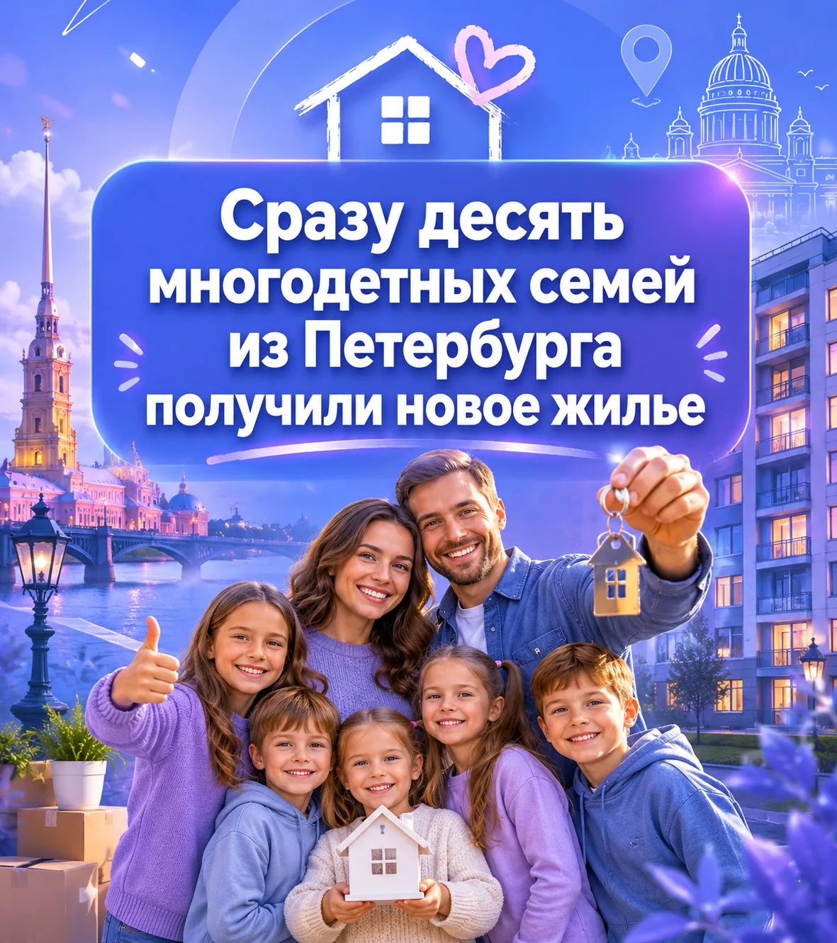 Сразу десять многодетных семей из Петербурга получили новое жильё 🏠