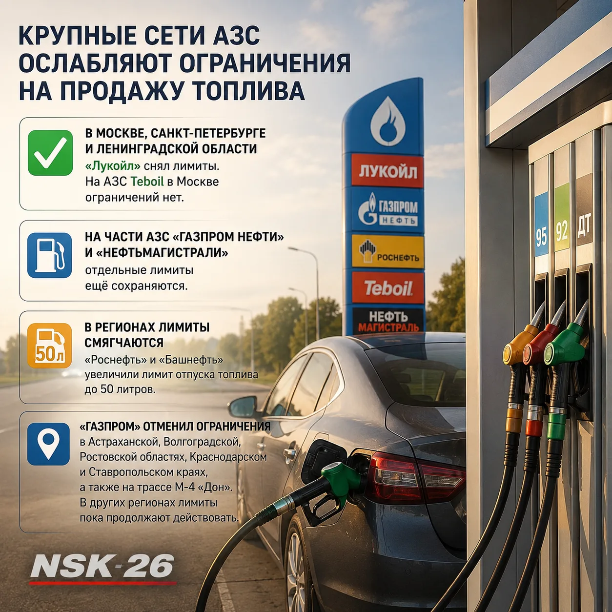 ⛽️  Крупные сети АЗС постепенно снимают ограничения на продажу топлива