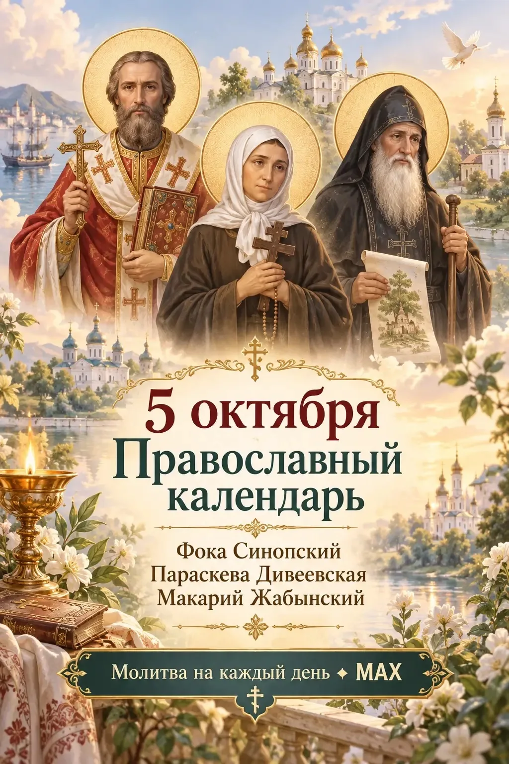 🕊️ 5 октября — священномученик Фока Синопский, блаженная Параскева Дивеевская и препод...