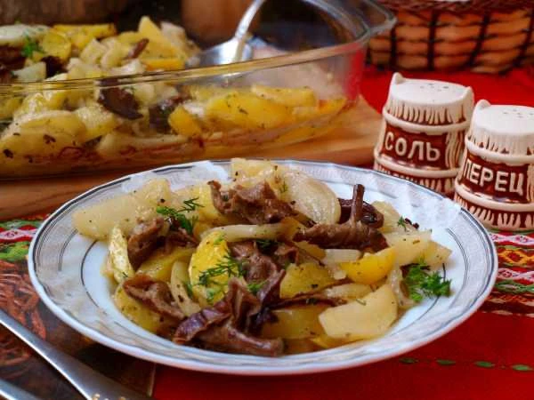 🍄 Лисички с картошкой в духовке