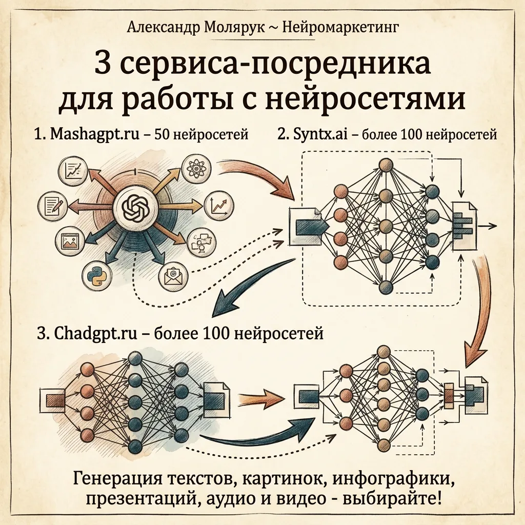 3 сервиса посредника для работы с нейросетями на русском языке без ВПН: