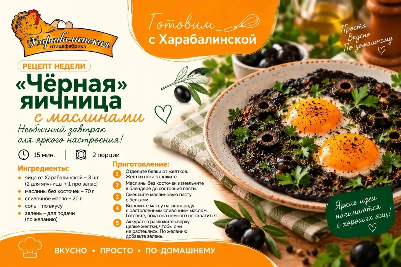 Готовим с «Харабалинской»: яичница переходит на тёмную сторону