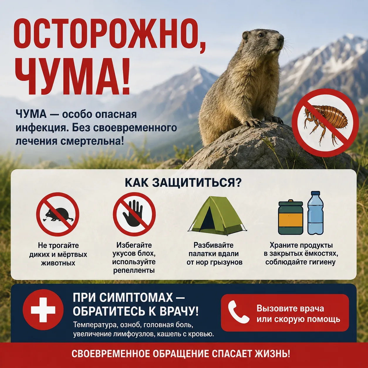 Жителям и туристам Северного Кавказа напоминаем о мерах профилактики чумы