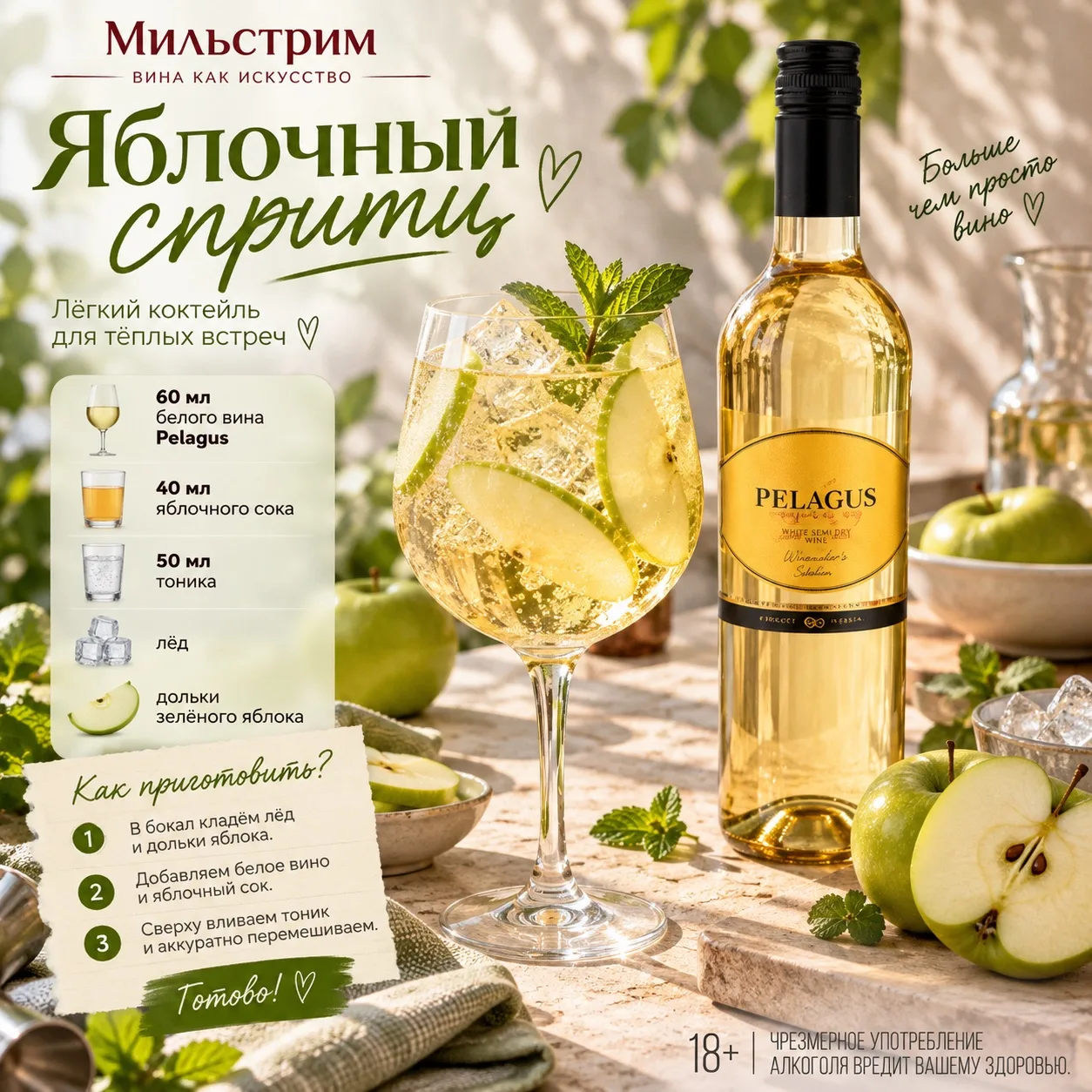 🍏 Сегодня готовим яблочный спритц!