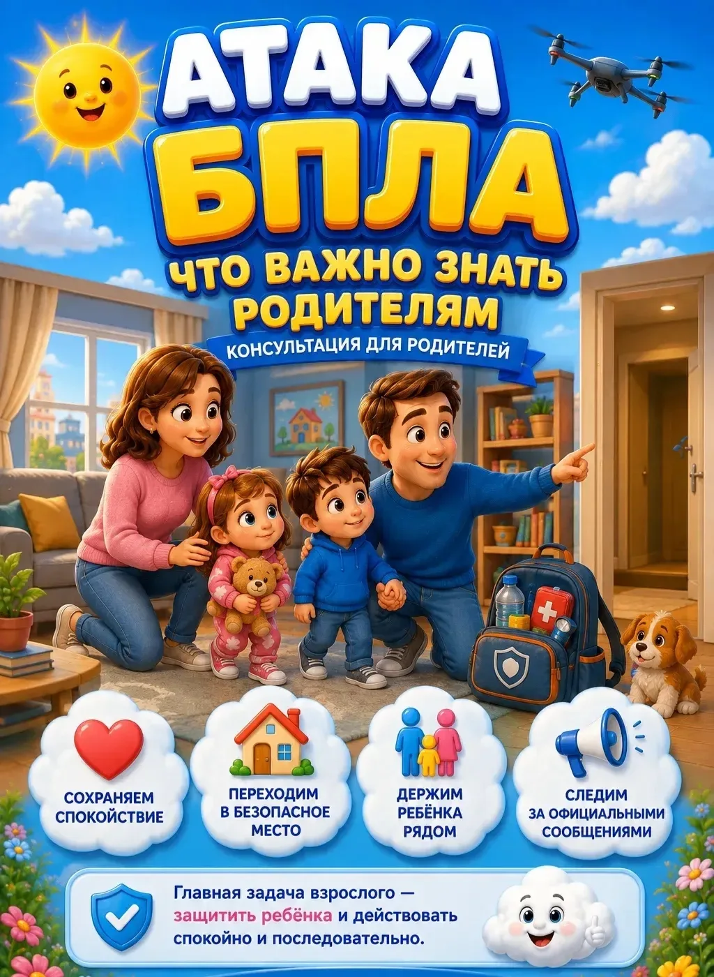 🛡️ Безопасность при угрозе БПЛА: что важно знать родителям