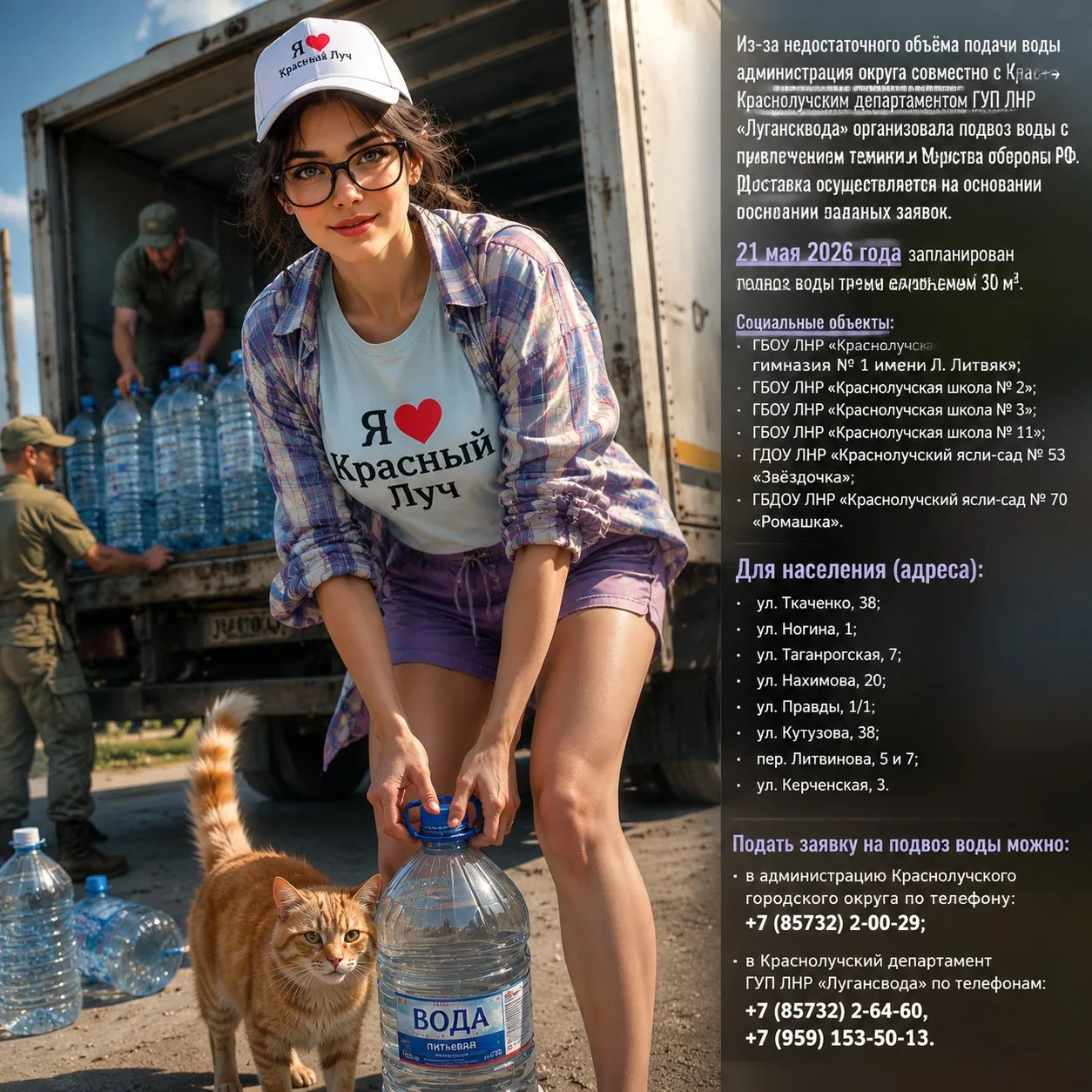 💧Из-за недостаточного объёма подачи воды администрация округа совместно с Краснолучским департаменто