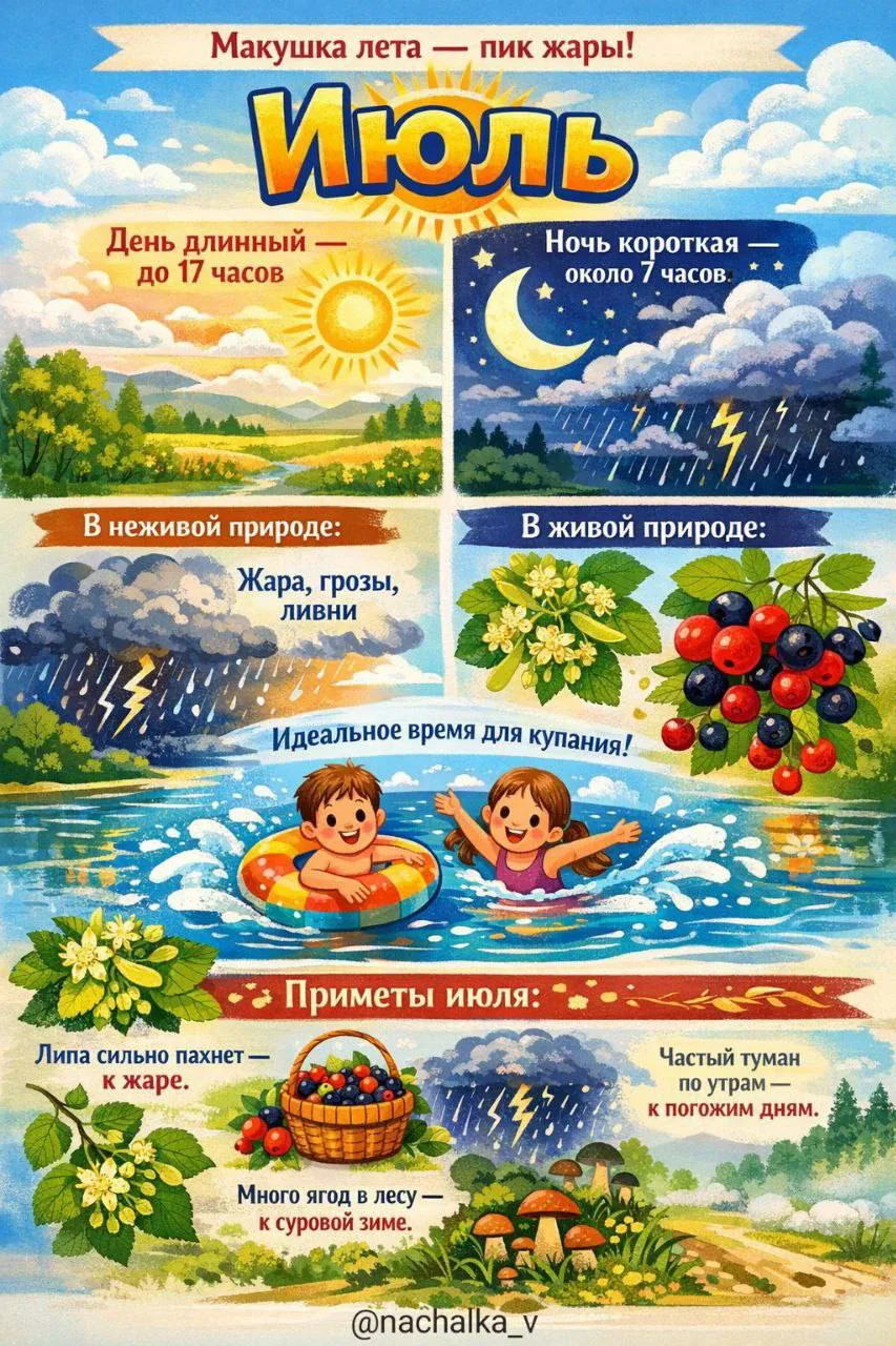 Вот и подходит к концу второй месяц нашего лета!!! 🌷 
А какие приметы знаете вы? 🧐