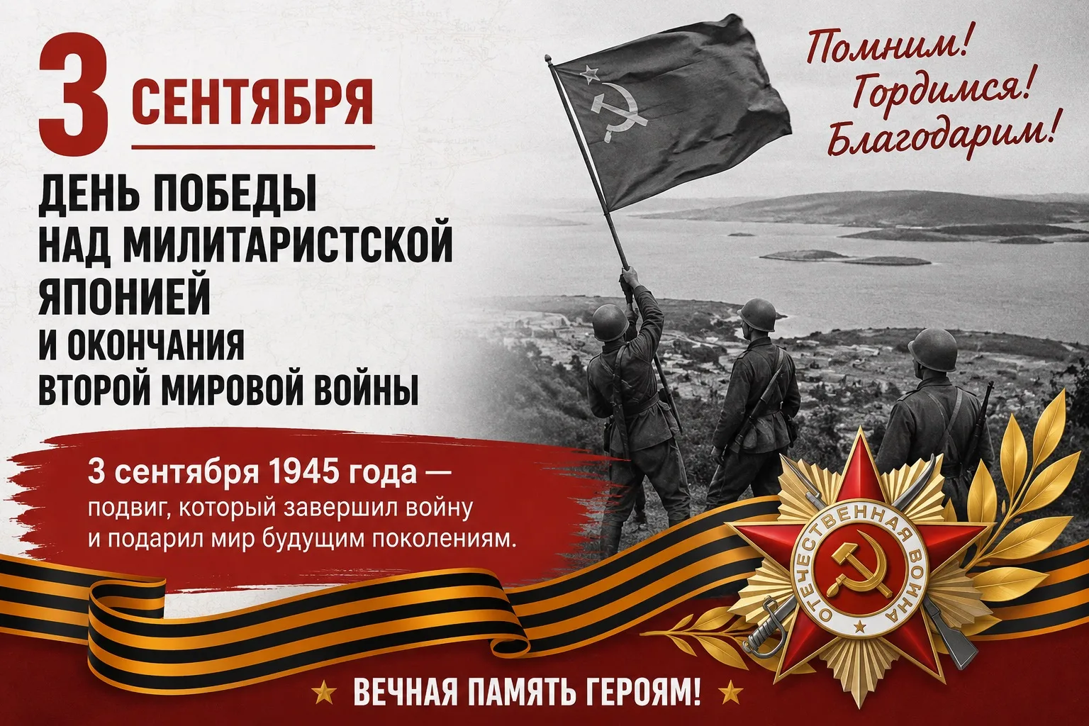 🇷🇺 3 сентября — День Победы над милитаристской Японией и окончания Второй мировой войны