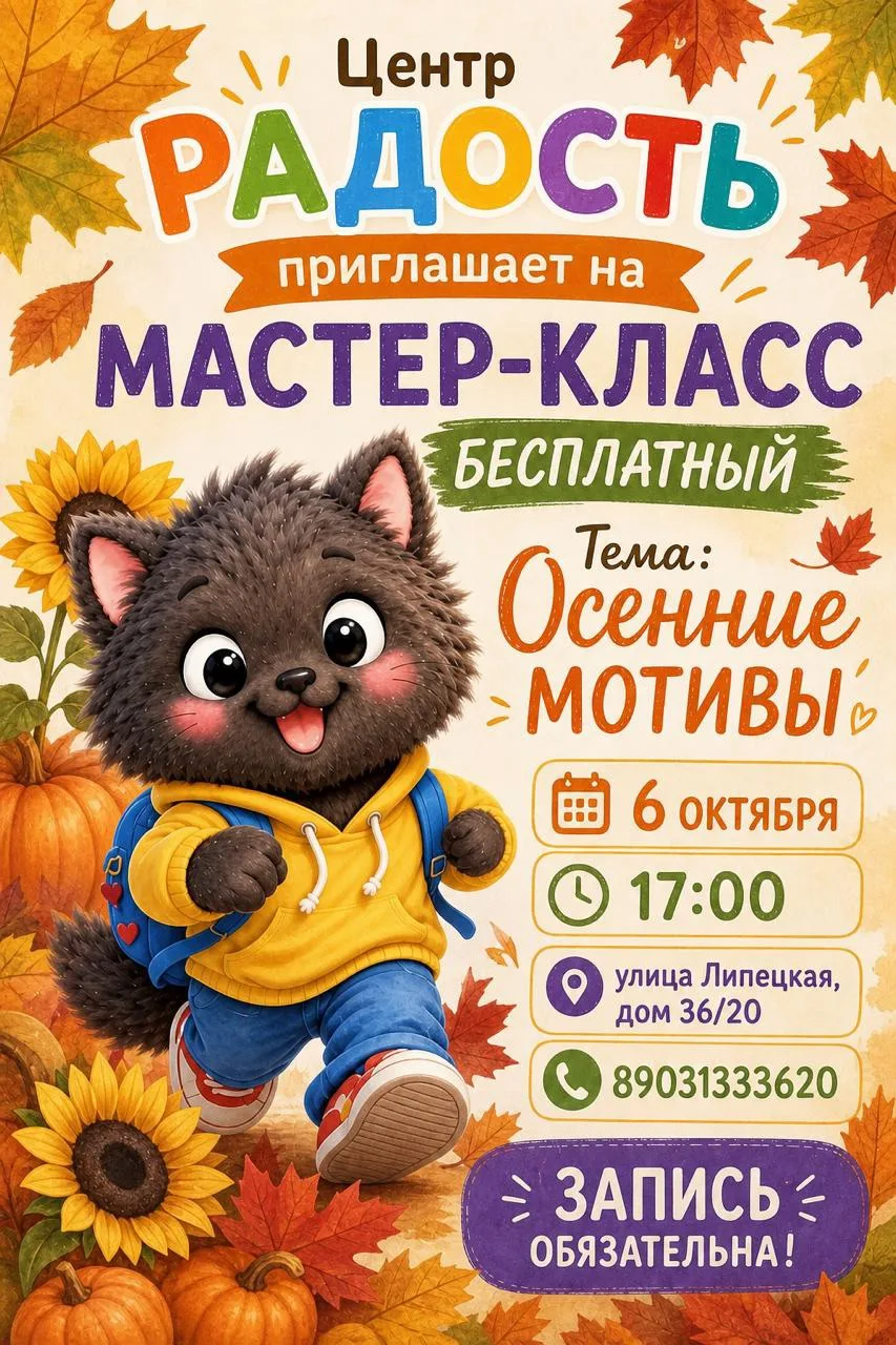 🎉 Приглашаем на бесплатный мастер-класс в детский центр «Радость»! 🎉