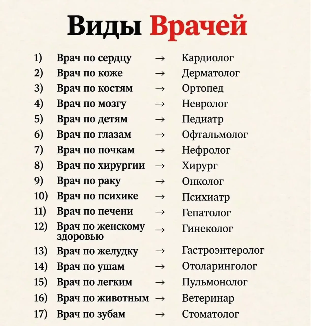 Виды врачей 👩🏽‍⚕️