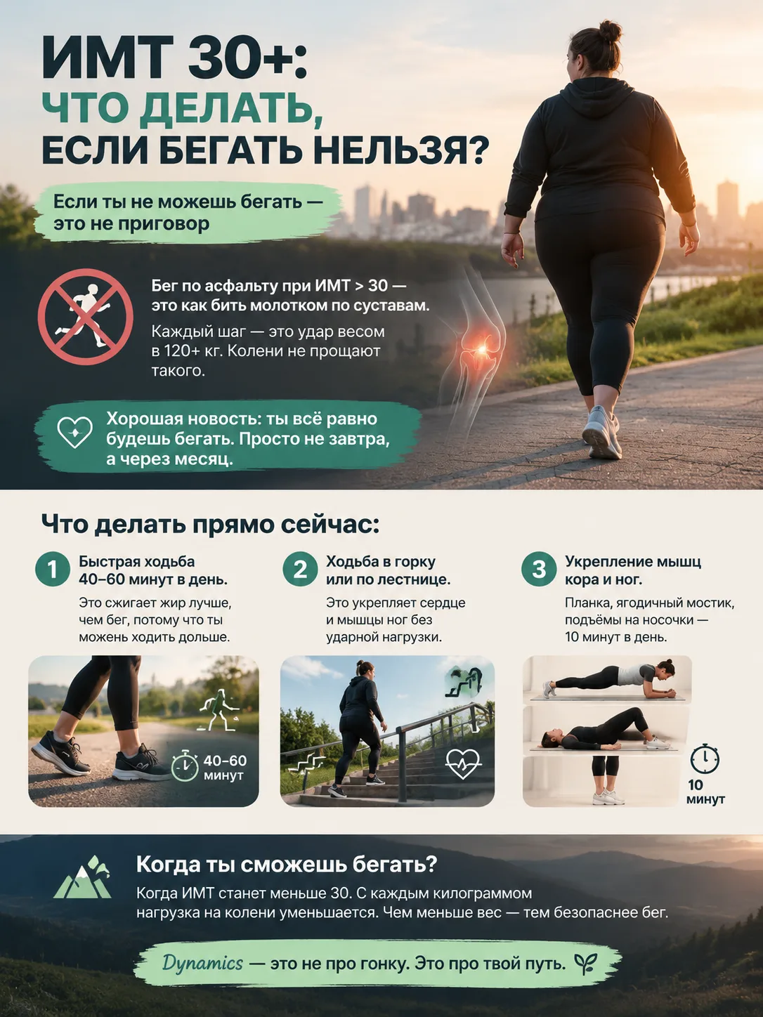 ИМТ 30+: ЧТО ДЕЛАТЬ, ЕСЛИ БЕГАТЬ НЕЛЬЗЯ?