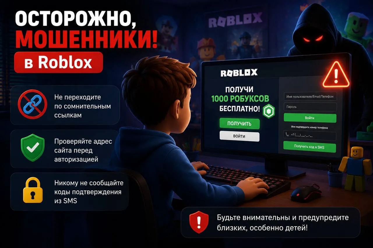 Мошенники начали использовать фейковые сайты Roblox для кражи аккаунтов и персональных данных.

Злоу