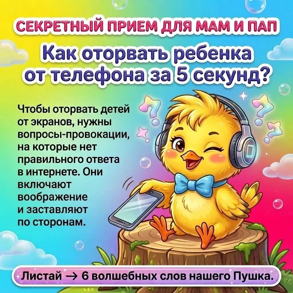 🤫Секретный приём для мам и пап
Как оторвать ребенка от телефона за 5 секунд?