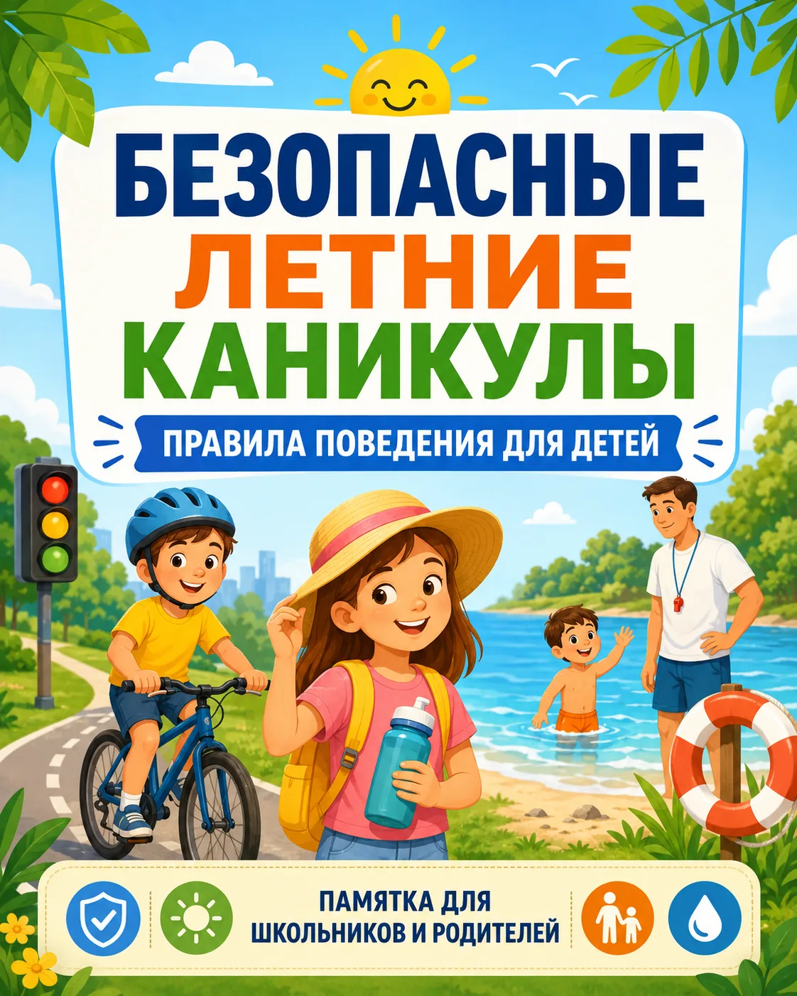 Летние каникулы — время отдыха, игр и новых впечатлений. Чтобы лето прошло радостно и безопасно, нап