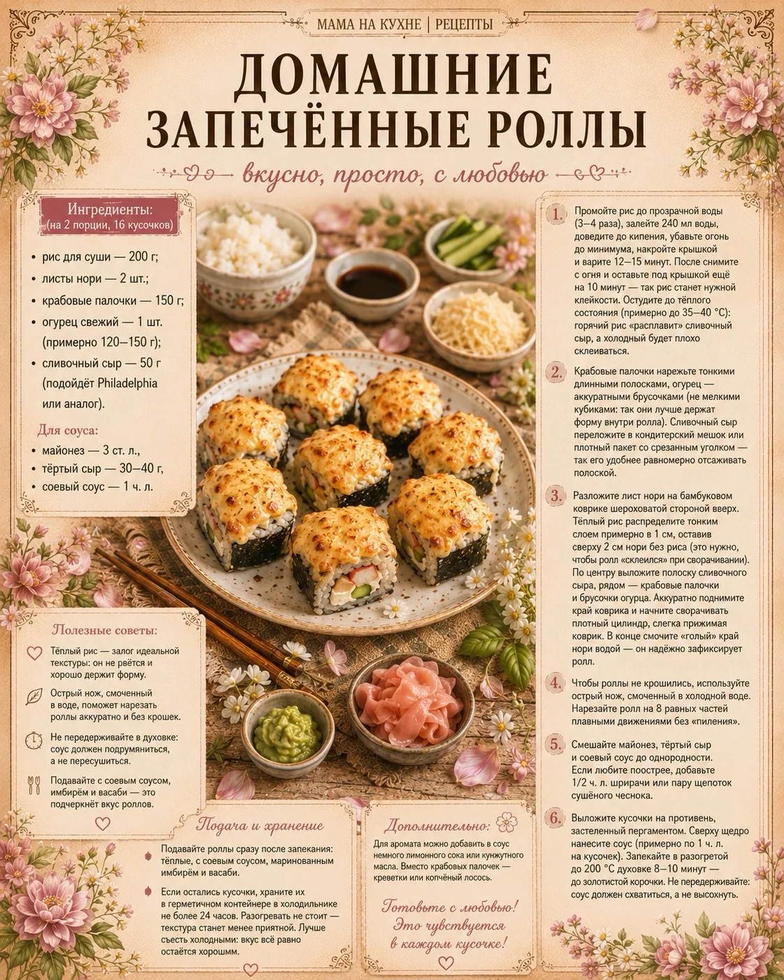 🌸 Запечённые роллы 🌸

#второе #обед #ужин #закуски #суши #роллы

СПАСИБО ЗА ПОДПИСКУ И РЕАКЦИИ