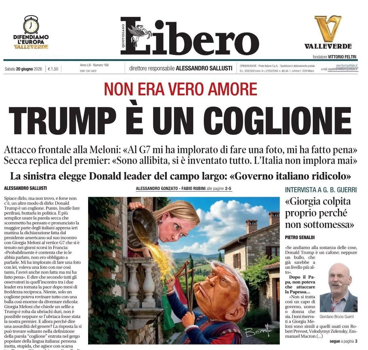 🇮🇹 Итальянская газета Libero жестко ответила на выпад Трампа!

📰 Крупное правое издание Италии Li