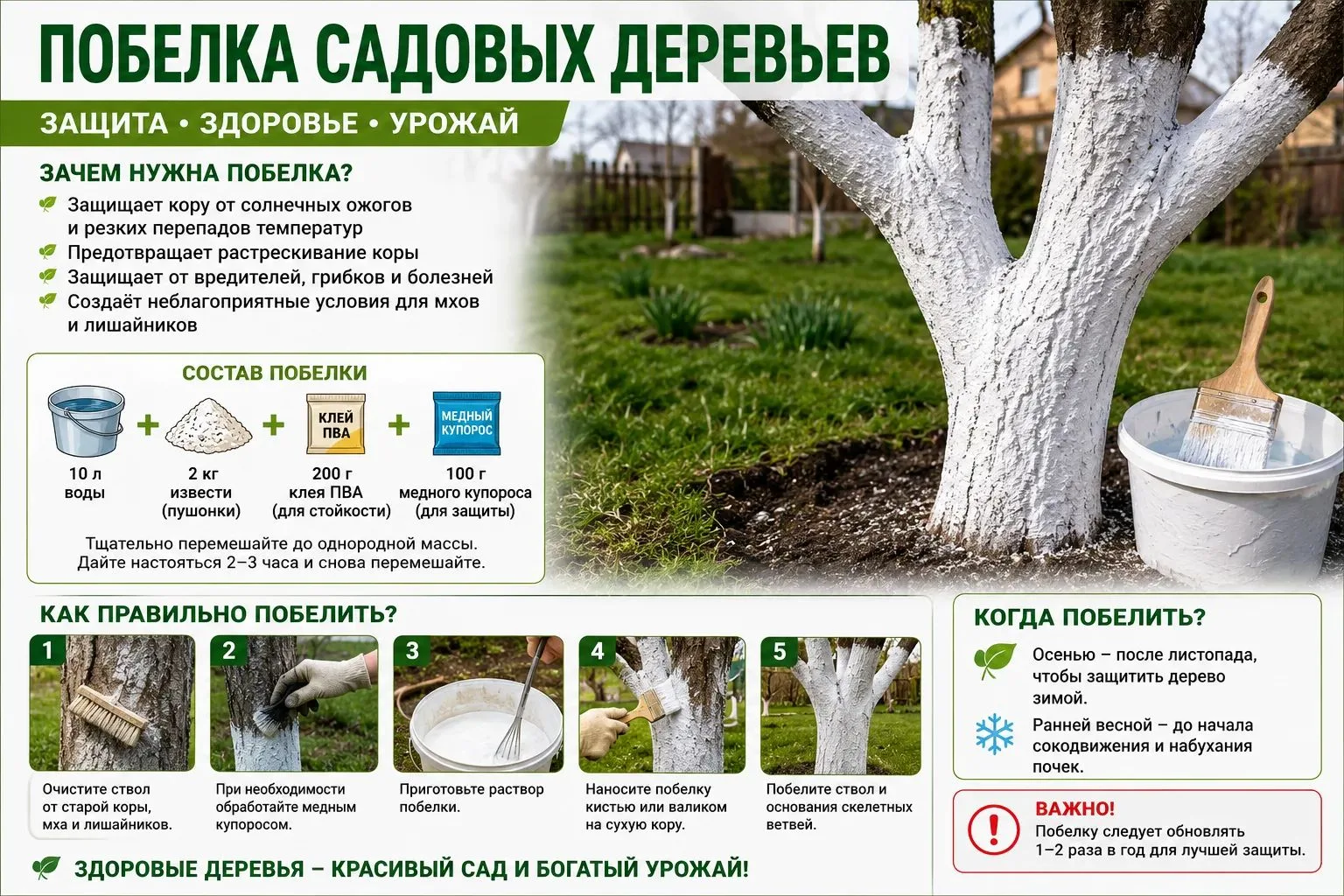 ​​ Важность побелки деревьев весной